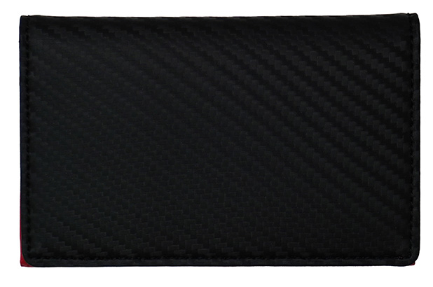 カーボンレザー名刺入れ（黒／赤）