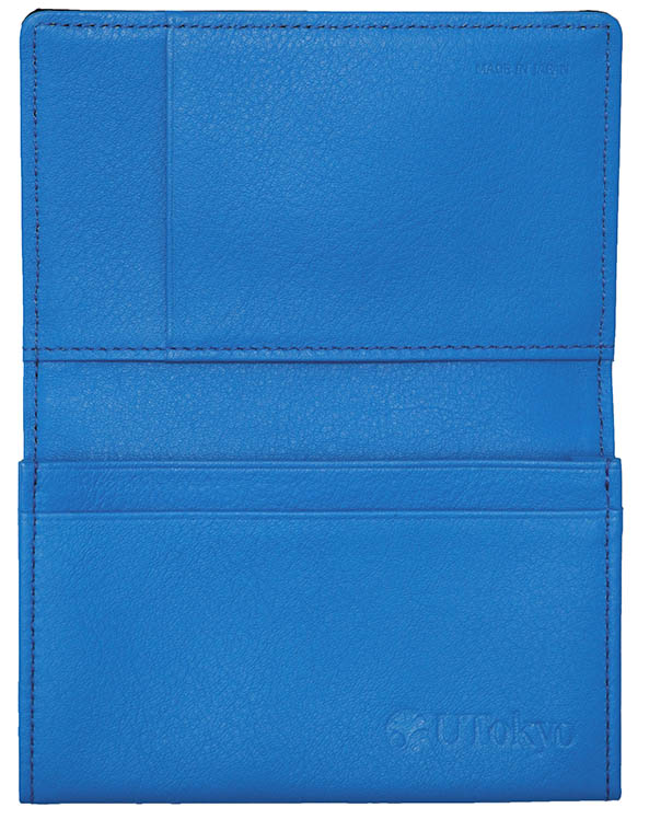 カーボンレザー名刺入れ（黒／スカイブルー）